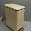 Small Bathroom Trash Can with 15 Garbage Bags,2.6 Gallon Stainless Steel Garbage Can with Lid Soft Close,Small Trash Bin for Bathroom,Kitchen,Home Office,Almond Yellow