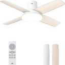 Dreo Ceiling Fans with Lights and Remote, 44 inch Low Profile White Ceiling Fan, Reversible, 5CCT, 6-Level Dimmable, 6 Speeds Bedroom Ceiling Fan, Quiet, Easy to Install, Timer, Flush Mount