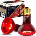 WACOOL Pack of 2 Reptile Heat Lamp Bulbs, 75W Infrared Basking Spot Light for Reptiles & Amphibians, Red Heat Lamp Bulb for Bearded Dragon Gecko Turtle Lizard
