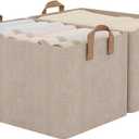 StorageWorks Storage Bins, Fabric Storage Bins for Shelves, Extra Large Storage Baskets with Metal Frame, Closet Baskets and Bins with Handles, Jumbo, Brown and Beige, 2-Pack