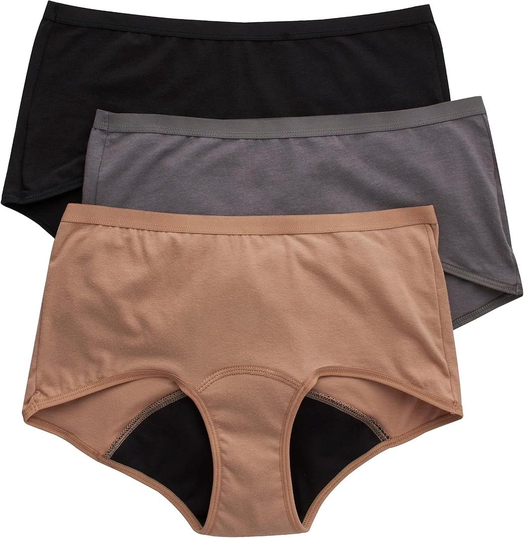 Hanes Women's Period Underwear Pack, 3-Pack, Comfort, Period. Moderate Leaks Period Panties, Odor Protection (XL)