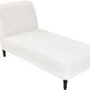 Teddy Wool Chaise Lounge Cover Indoor Armless Chaise Slipcover Luxury Elegance Lounge Chair Cover Ultra Soft Stretch Machine Washable Chair Covers for Living Room Bedroom Furniture, White