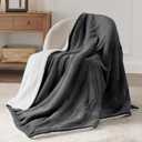 Bedsure GentleSoft Sherpa Fleece Twin Size Blanket for Couch, Non-Heated, Thick and Warm Throw for Women and Men, Soft Fuzzy Plush Twin Blanket for Winter, Charcoal, 60x80 Inches
