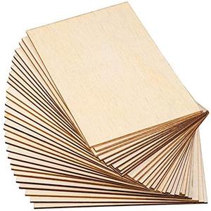 Ruisita 60 Pieces 6 x 4 Inch Rectangle Unfinished Wood Pieces Blank Sharp Corners for DIY Hand-Made Project and Home Decor