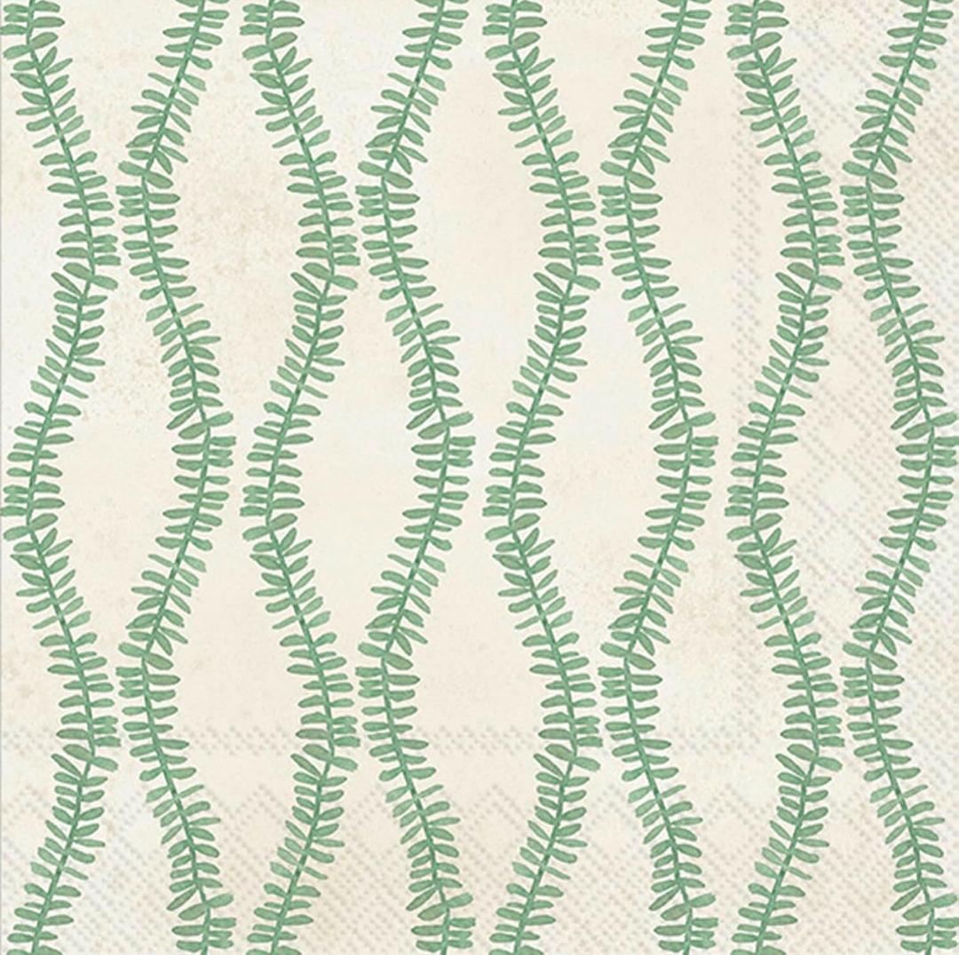 IHR Ideal Home Range Party Napkins Disposable 3-Ply Paper Lunch Napkin Pack, 13X13 Inches, Leaf And Stem (Green)