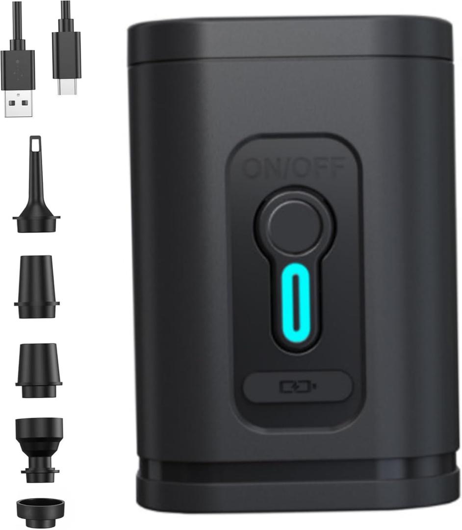 Mini Air Pump Portable Electric Air Pump with 3 Light Modes Rechargeable Quick Inflation and Deflation Suitable