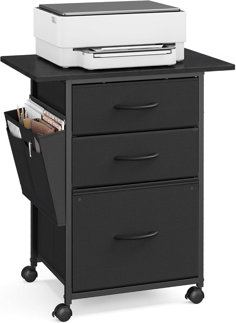 VASAGLE 3-Drawer File Cabinet, Mobile Printer Stand with Storage