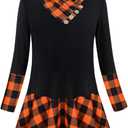 RITERA Plus Size Tunic for Women Long Sleeve Casual Shirts Cowl Neck Flowy Dress Tops Oversized Blouse XL-5XL 14W-28W (XX-Large Plus, A2-1-orange Plaid)