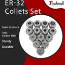 Findmall ER32 Accuracy 14 Pcs 1/16"-3/4" ER-32 Collets Set With 3/8 7/16 1/2 Inch