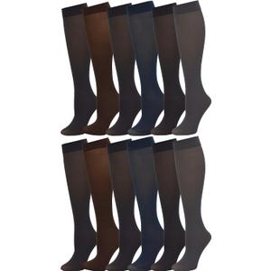 Winterlace Womens Trouser Socks, Opaque Stretchy Nylon Knee High, Many Colors, 6 or 12 Pairs