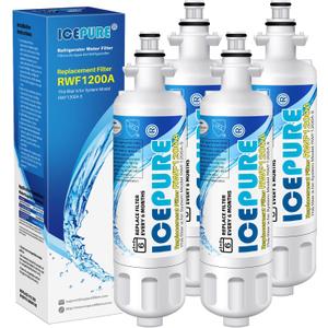 ICEPURE 46-9690 ADQ36006101 Replacement for LG LT700P, Kenmore Elite 9690 ADQ36006102, RFC1200A RWF1200A WSL-3 LFXS24623S LFXS30766S LFXC24726D LFXC24726S ADQ36006101-S Refrigerator Water Filter,4PACK