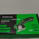 Cardboard Cutter, Rechargeable Cordless Electric Scissors, 4V Upgrade Motor Electric Box Cutter with 2 Blades, Safety Lock & LED Light, Powerful Cutting for Cardboard Box, Plastic, Leather
