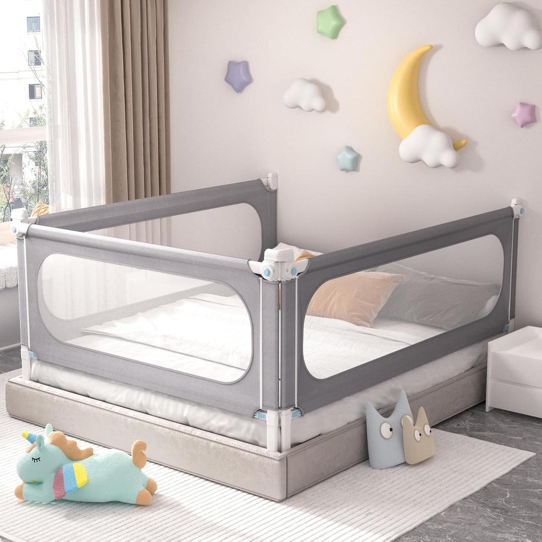Yulongtengfei 3-Piece King Size Bed Rail for Toddlers - Adjustable Height Guard with Sturdy Installation, Kids Safety Bed Rail for King Size Bed