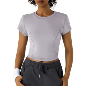 Workout Tops for Women Athletic Tops Short Sleeve Shirts-Cropped Slim Fit Gym Running Yoga T Shirts