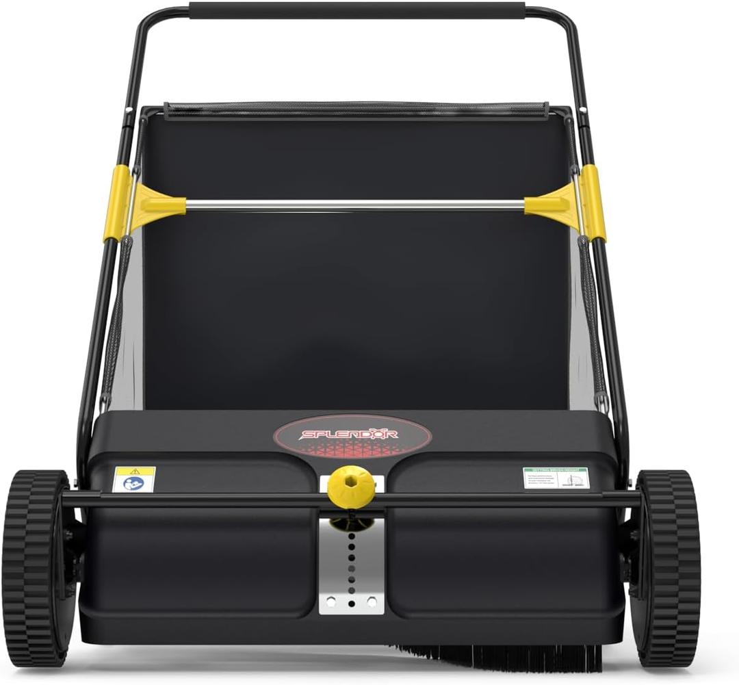 SPLENDOR LS-650A2 26-Inch Walk-behaind Push Lawn Sweeper Yard Sweeper Road Sweeper, Black 
