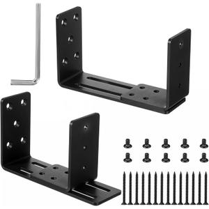 Adjustable Door Barricade Brackets, 2 x Door Security Brackets, Drop Open Bar Holder for Security Door, U Bracket Door Barricade Security Bar Bracket for Outswing Inswing Doors Gates 2x4