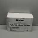 Festiva 350Pcs Gold Plastic Plates - Disposable Square Gold Plates Dinnerware set include 9.5"/6" Plates,Cups,Plastic Cutlery,Hand Napkins Perfect for 50 guests Party&Birthday&Wedding