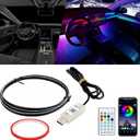 Goodream Interior Car Ambient Lighting Kit, 43.3 Inches RGB USB LED Ultrathin Acrylic Strip Lights Neon Accessories for Cars Truck SUV Center Console Dashboard with APP&Remote Control