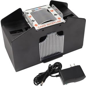 GSE Games & Sports Expert 4-Deck Automatic Card Shuffler, Power Plug & Battery-Operated Shuffler Machines for Playing Cards, Blackjack, Texas Hold'em, Canasta, Bridge, Rummy, UNO