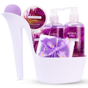 Luxury Spa Gifts for Women  8 Pc Lavender Scented Bath and Body Set with Bubble Bath, Lotion & More  Luxury Self Care Kit for Wife, Mom, Best Friend, Girlfriend, Anniversary Gift by Draizee