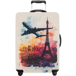 Luggage Cover Washable Suitcase Protector Anti-scratch Suitcase cover Fits 20-34 Inch Luggage (Tower-2, L(28-30inch suitcase))