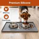 ukeetap Extra Thick Silicone Mat Waterproof with Raised Edge 19 x 12, BPA Free Non-Slip Dog & Cat Food Mat, Feeding Mat for Food and Water Bowls, Spill Proof Mat to Protect Floors, Gray