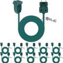 Kanayu 10 Pack 6 ft Green Ul Indoor Extension Cord 2 Prong Electric Cord Extender Wire Plug in and End Ac 120 Volts for Outdoor Christmas Connect or Extend String Lights