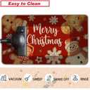 Baccessor Christmas Gingerbread Kitchen Rugs Set of 2,Red Gingerbread House Xmas Winter Snowman Kitchen Mats Washable Non Slip for Floor Hallway Laundry Sink Holiday Home Decor 17x29 and 17x47 Inch