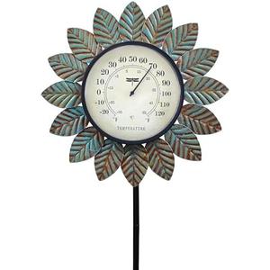 VIOYOUNS Leaf Outdoor Thermometer Decorative-42Inch Metal Leaf Garden Stake,Outside Thermometer for Patio Garden Decor for Yard and Lawn Decorations