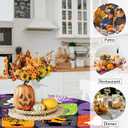 Halloween Round Fitted Tablecloth with Elastic Pumpkin Ghost Bat Spider Web Round Table Cover Waterproof Kitchen Decor Cover for Patio Holiday Party Fits to 44"-48" Round Table (Purple, 48" (Round))