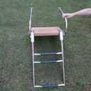 Telescoping 3-Step Swim Platform Ladder with Dual Handrails, Teak Stainless Steel Boat Boarding Ladder