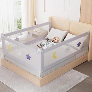 omzer 3-Piece King Size Bed Rail for Toddlers - Toddler Bed Rails with Double Child Lock, Bed Rail for Baby Kids with Pattern, Height Adjustment Guardrail for King Size Bed, 78.7x78.7x74.8
