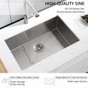 27x17 Undermount Stainless Steel Kitchen Sinks, Dorzom 27x17x9 Inch 16 Gauge Stainless Steel Sink Single Bowl Kitchen Sink Under-mount with Bottom Grid & Rolled Drying Rack