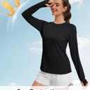 TACVASEN Sun Shirt Women Long Sleeve Athletic Yoga UPF 50+ Tops with Thumb Holes Quick Dry UV Protection Running Shirts (Black, M)