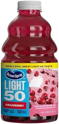 Ocean Spray Cran50 Cranberry Juice Cocktail Drink, 46 Fl Oz Bottle (Pack of 8), EXP: 02/20/2026