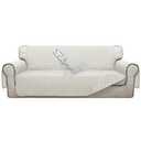 ISSUNTEX Double Protection 100% Waterproof Sofa Covers for Living Room, Couch Covers for 3 Cushion Couch Sofa, Reversible Furniture Protector Sofa Cover for Dogs, Pets, Kids (Sofa, Ivory/Ivory)