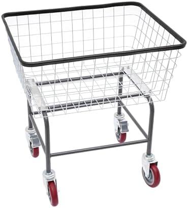 Wingderlier Wire Laundry Cart, Wire Laundry Basket with Wheels, Commercial Wire Laundry Basket Cart, Heavy Duty Rolling Wire Laundry Cart for Laundry Clothes Storage (Type 2), Black, Red, Silver