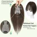 OLLAVO Hair Toppers for Women Real Human Hair, 360°3D Bangs Clip Human Toppers for Women with Thinning hair Realistic Scalp Line (Medium Brown, 3D Wispy Bangs(11 * 7))