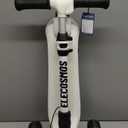 ELECOSMOS Safe Electric Scooter for Kids 4+, Balance for Beginner, Thumb Throttle, Flash Deck, Extra Wide Light Up Big Wheels, Adjustable Heights, 5 MPH Safe Speed, UL2272 Certified (White)
