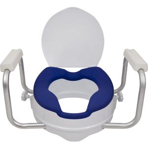 AltiCare 5" Non-Slip Raised Toilet Seat with Contoured Embedded Seat & Adjustable Armrests for Elongated Toilets
