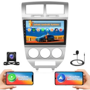 [2+64G] Hikity Android Car Stereo for Dodge Caliber 2006 2007 2008 2009 2010 2011 2012 with Wireless Carplay Android Auto, 10.1" Touchscreen Radio Mirror Link GPS WiFi Bluetooth SWC Backup Cam FM Mic