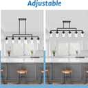 43.3" Kitchen Island Lighting, 6-Light Dining Room Light Fixture,Black Chandelier Farmhouse Linear Pendant Lighting for Kitchen Island Dining Table Living Room, Height Adjustable
