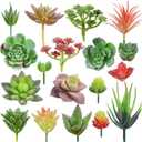 FOIMAS 18pcs Mini Artificial Succulent Plant, Flocked Faux Succulent for Floral Wall Garden Arrangement Home Office Decor, Unpotted (Green Small)