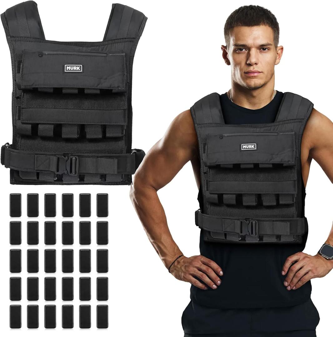 MVRK Weighted Vest Men 65lbs - Weighted Workout Vest With Removable Iron Weights, Heavy Duty Weighted Exercise Vest For Functional Training & Calisthenics - Weight Vest for Men and Women (65lbs)
