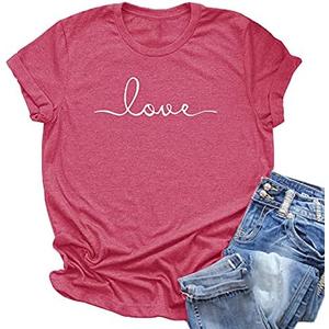 NIUBIA Women's T-Shirt Graphic Tees Love Printed Casual Short Sleeve Tops Summer Loose Fitted Top Size XL