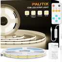 PAUTIX COB LED Strip Lights,UL Listed Dotless LED Lights with RF Remote,16.4ft Natural White 4000K Super Bright Dimmable Flexible Diffused LED Tape Light,Kitchen Cabinet,Office,Stairs,Shelf Lighting