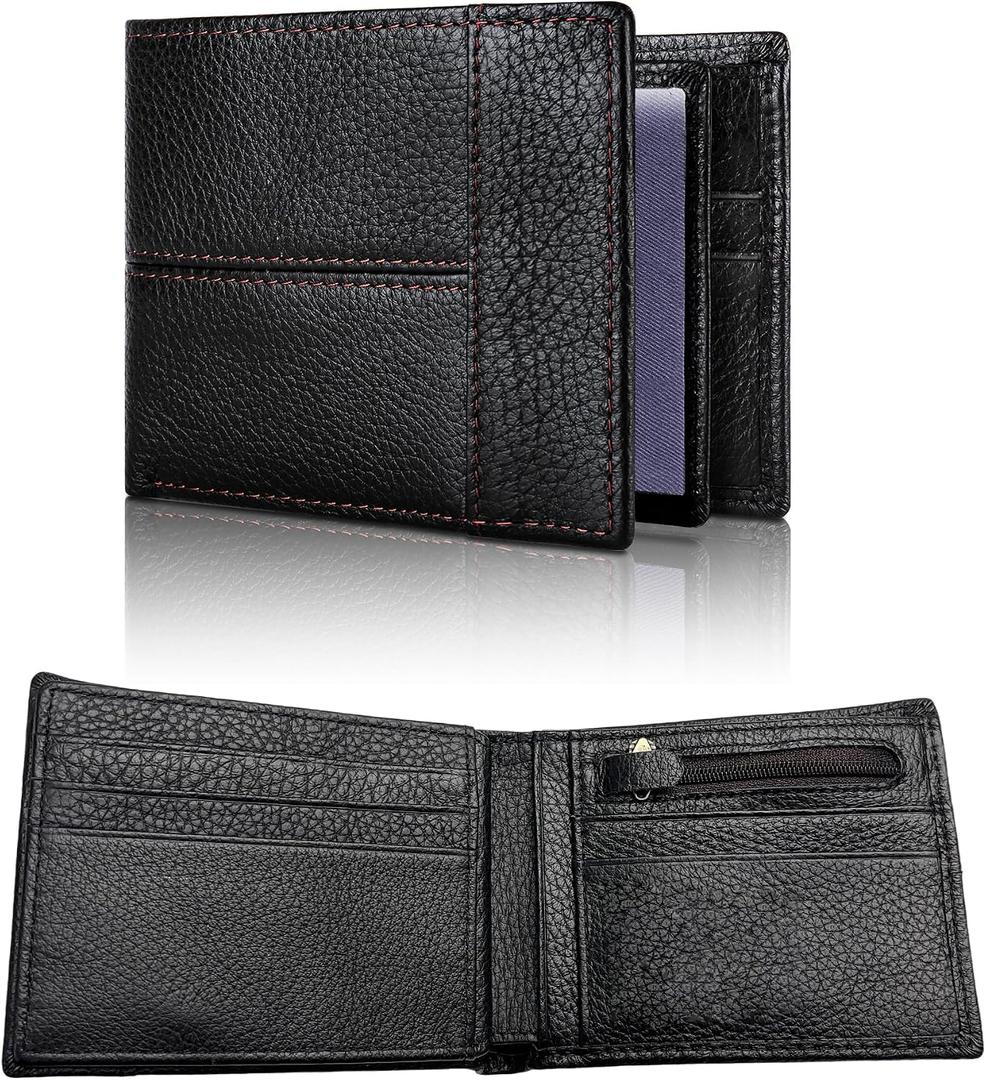 Stylish Men's Wallet, Genuine Leather Bifold Wallet with RFID Blocking Technology Individual Coin Pocket A wallet Essential For Business, Leisure, And Travel