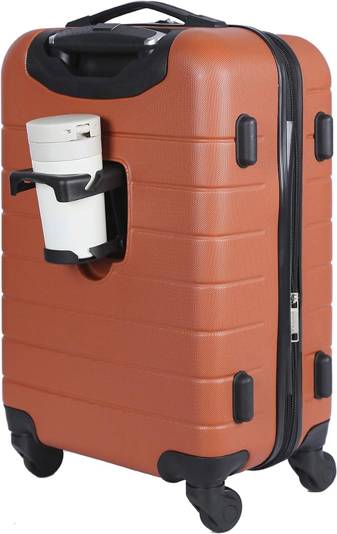 Wrangler Smart Spinner Hardside Luggage, 22-Inch Carry-On, Burnt Orange, Carry-On Only
