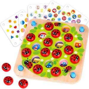 Nene Toys Ladybugs Garden Memory Game  Wooden Matching Games for Toddlers 3-5  Travel Toy for Boys Girls, Road Trip Essentials for Toddler, Airplane, Car - Ideal Christmas, Birthday Gifts