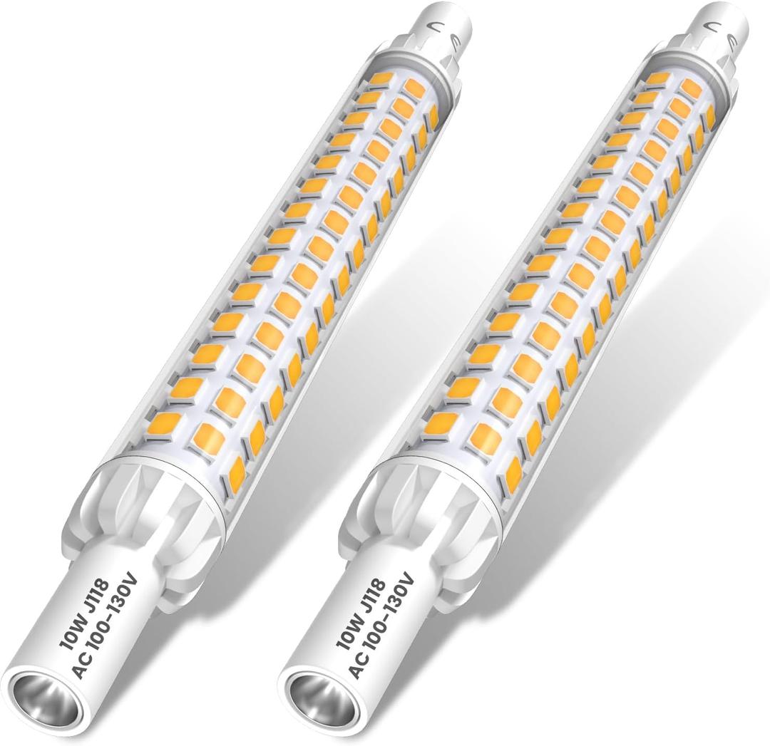 Bonlux R7S J118 LED Light Bulb, 118mm 10W T3 J Type Linear Double Ended Floodlight Bulb, Non-dimmable R7S LED Floor Lamp Warm White 3000K for Work Light, Landscape Light -2Pack